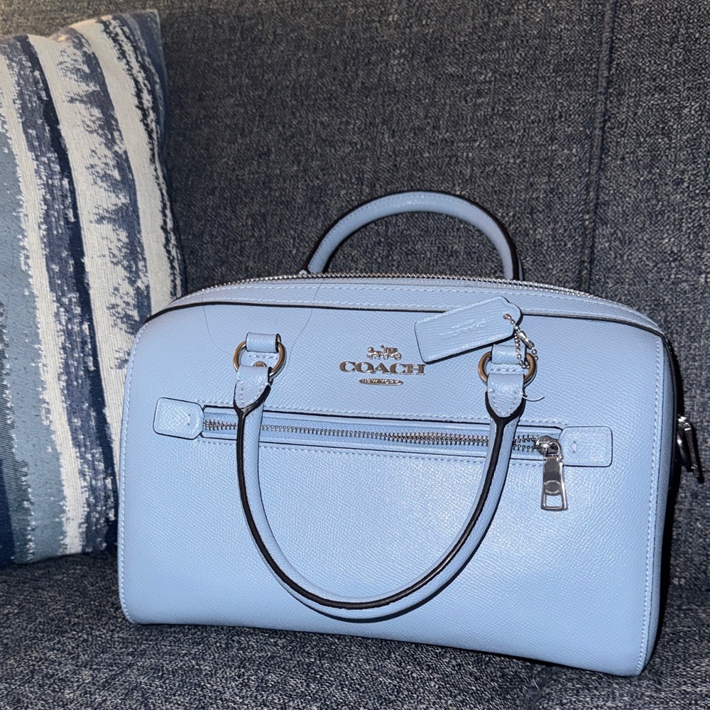 Coach Sky Blue Satchel Bag with Matching Wristlet/Wallet